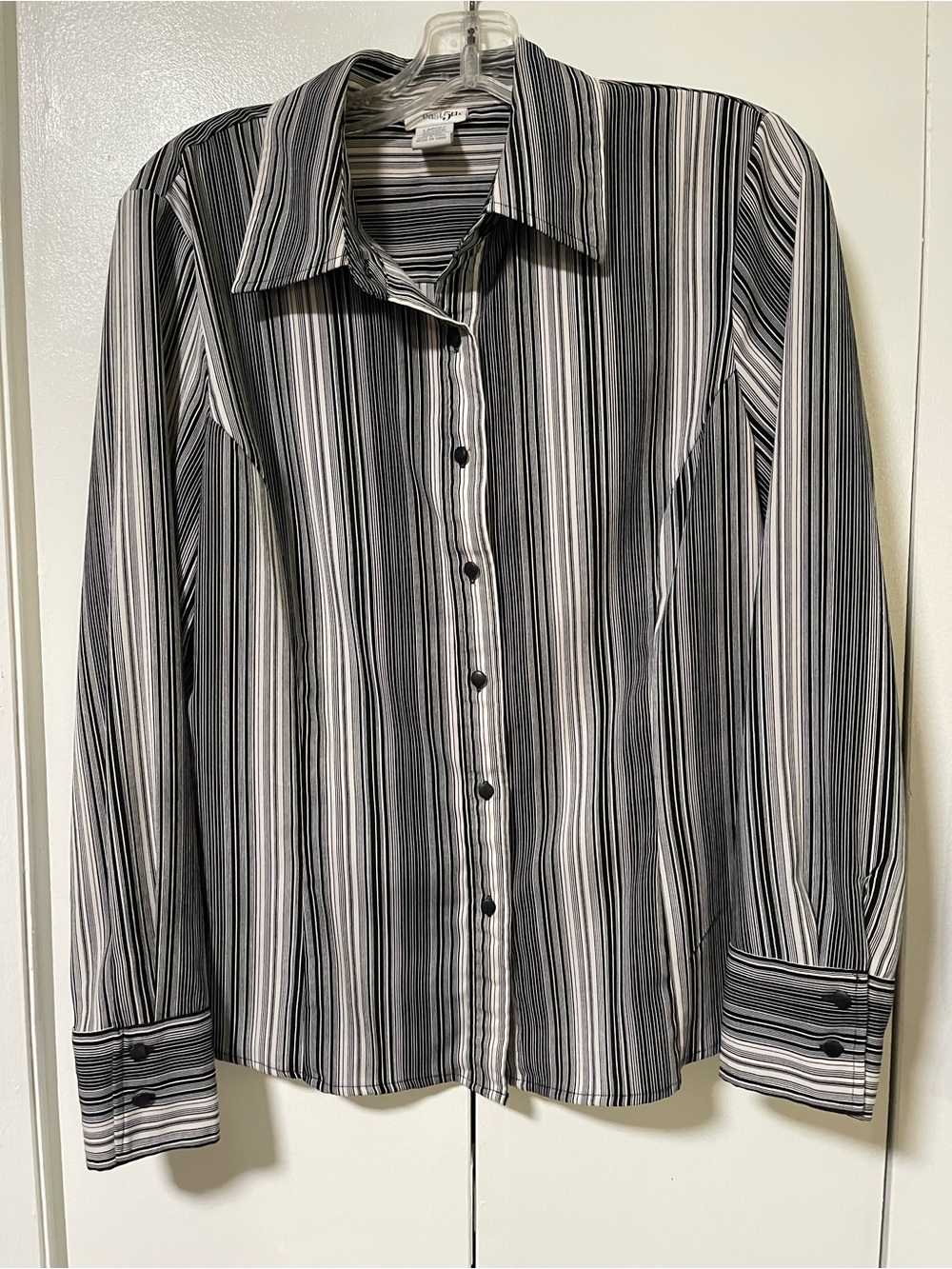 East 5th Black and White Vertical Stripe Dress Shirt